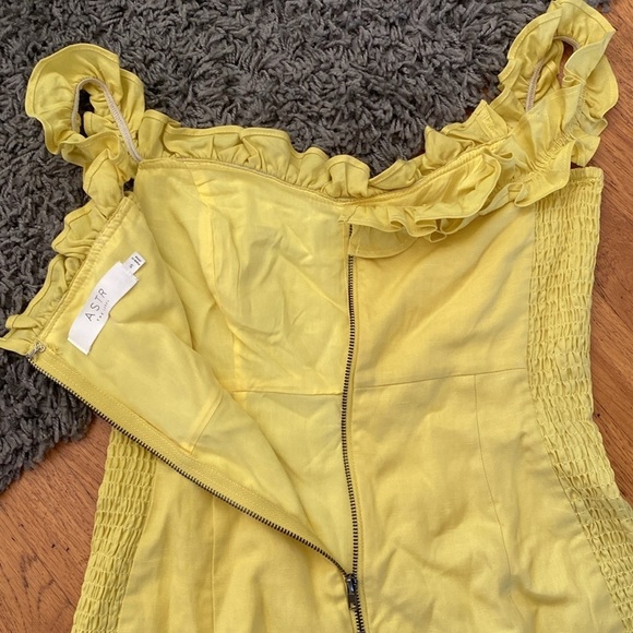 ASTR the Label Renata Yellow Lemon Ruffle Off Shoulder Mini Dress size Small - Picture 6 of 14